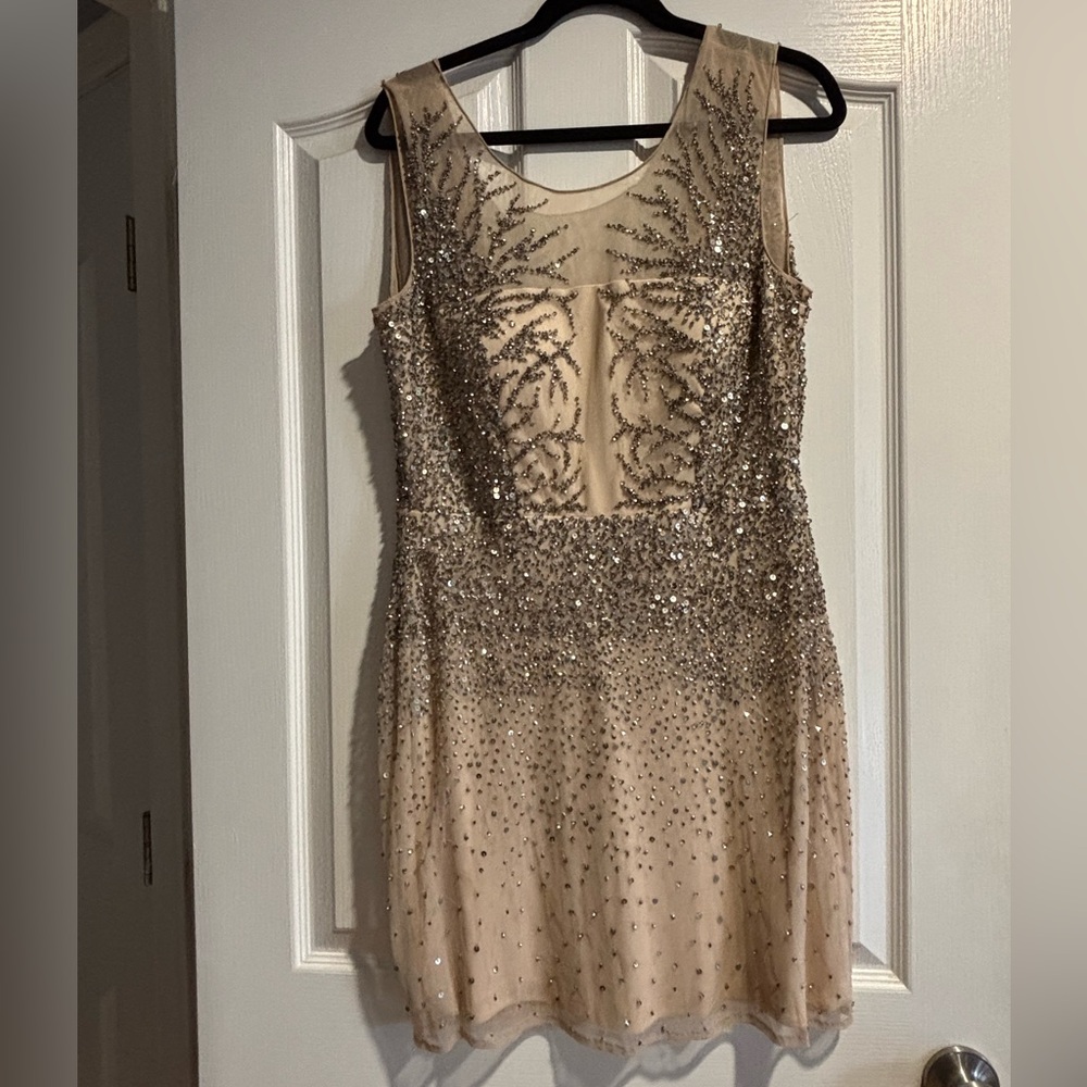 Milano Formals Champagne Beaded Gown